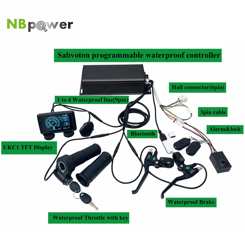 72V 5000W Hub Motor Kit - Programmable Sabvoton SVMC 72V 80A 100A
