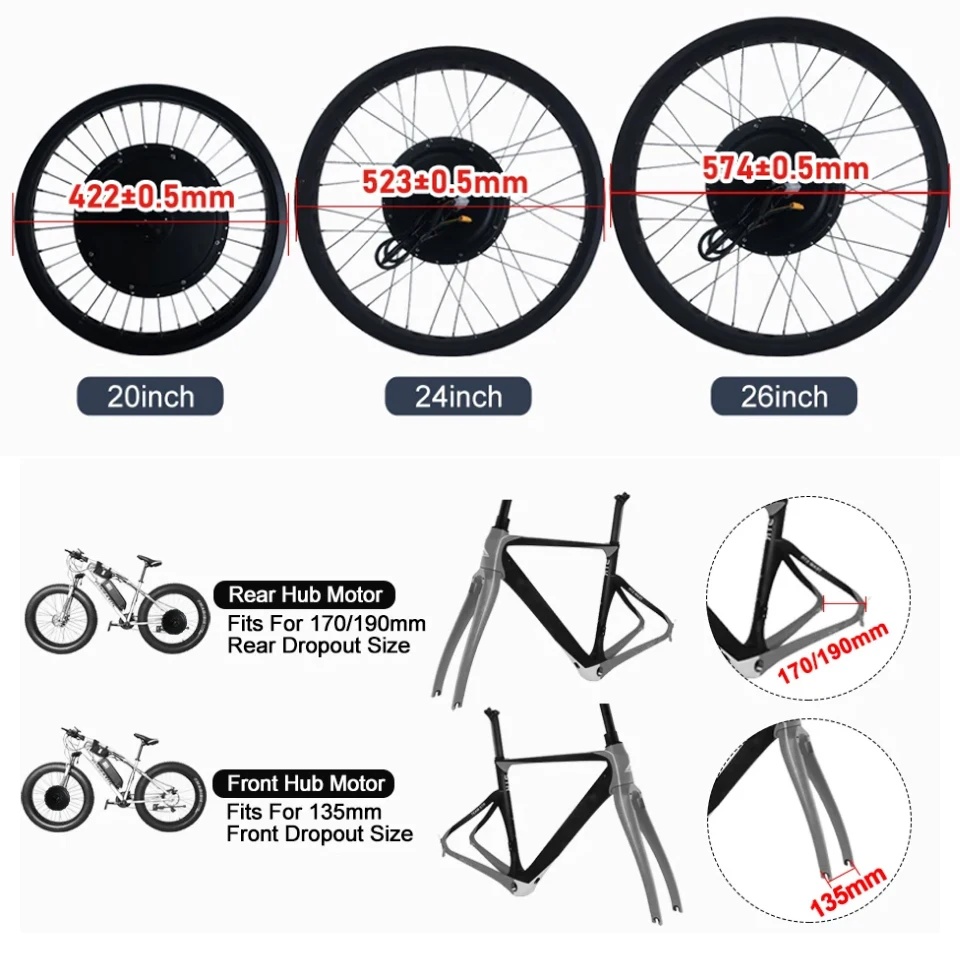 DIY Fat Tire Snow E-Bike Motor - 72V 5000W Hub Motor Kit recension och pris